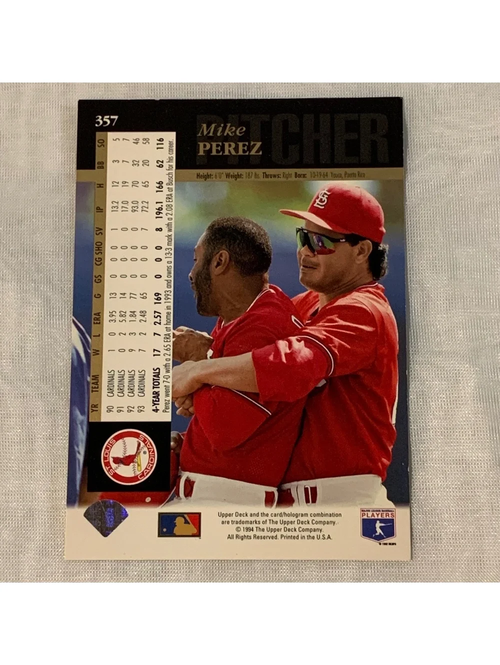 1994 Upper Deck Electric Diamond #357 Mike Perez St. Louis Cardinals MLB